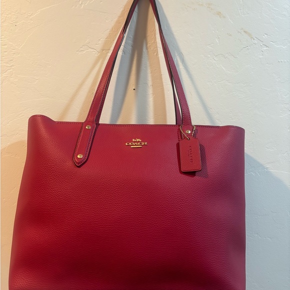 Coach Raspberry Leather Tote - Picture 2 of 5